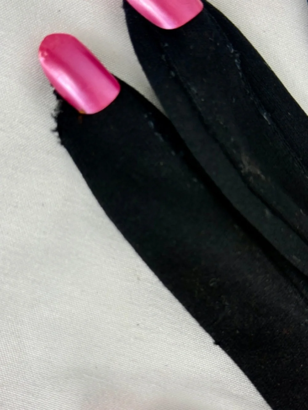 Halloween Costume Black Gloves w Pink Fake Nails Fish Bones Skeleton Flawed